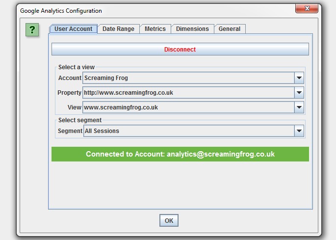 Screaming Frog review: analytics integration