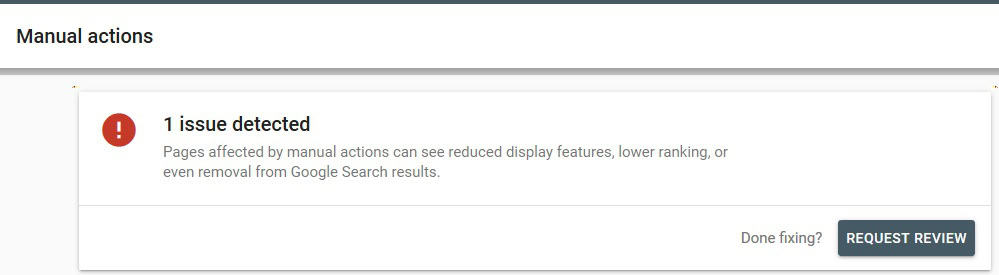 Example Google Manual Action: Credit to Google.com