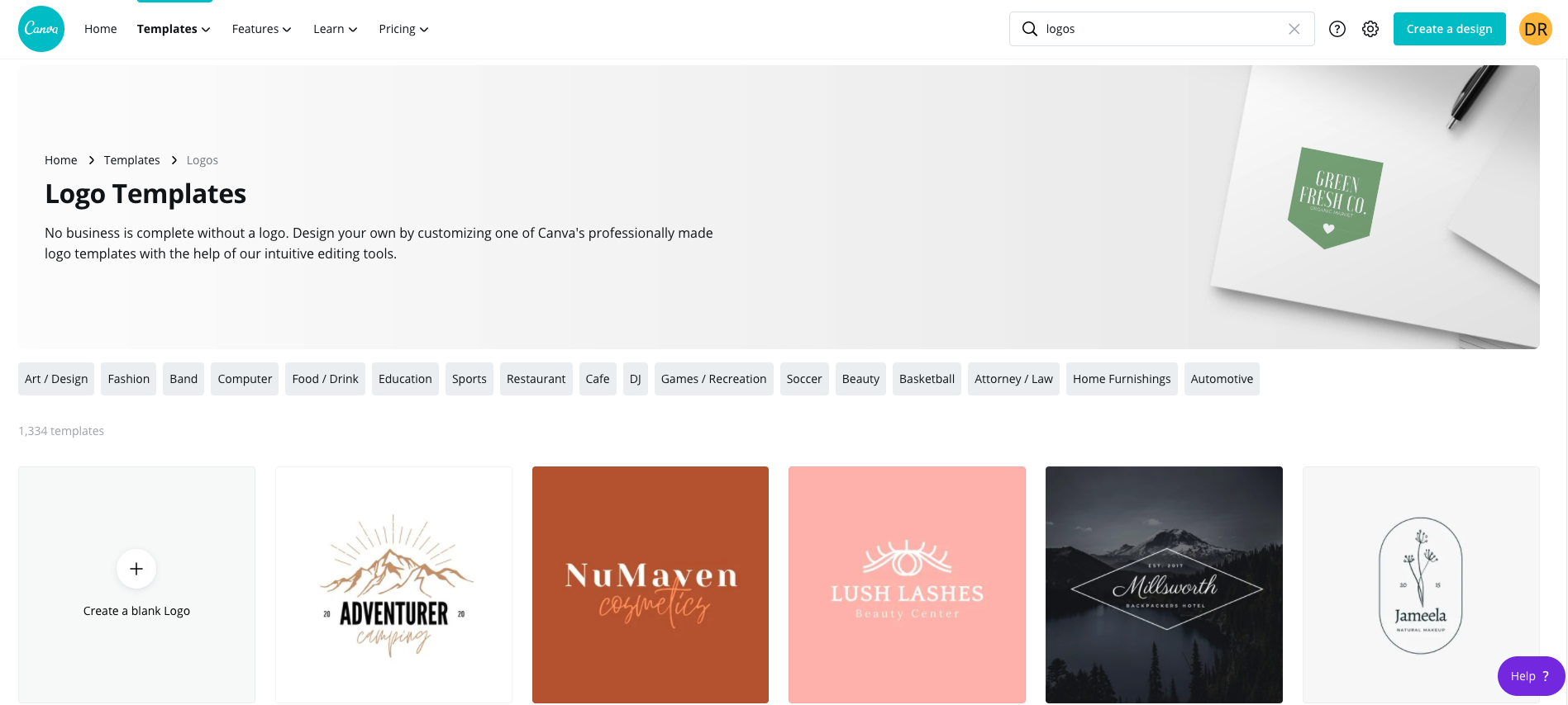 Canva Review: logo templates