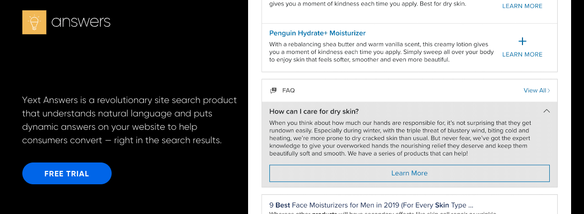 Yext Answers product page