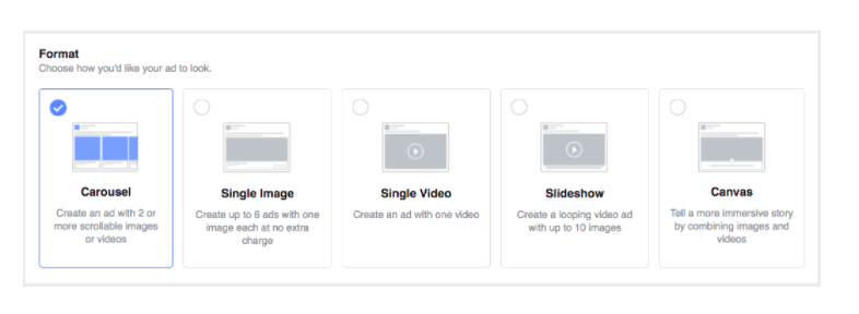 Instagram ad format options