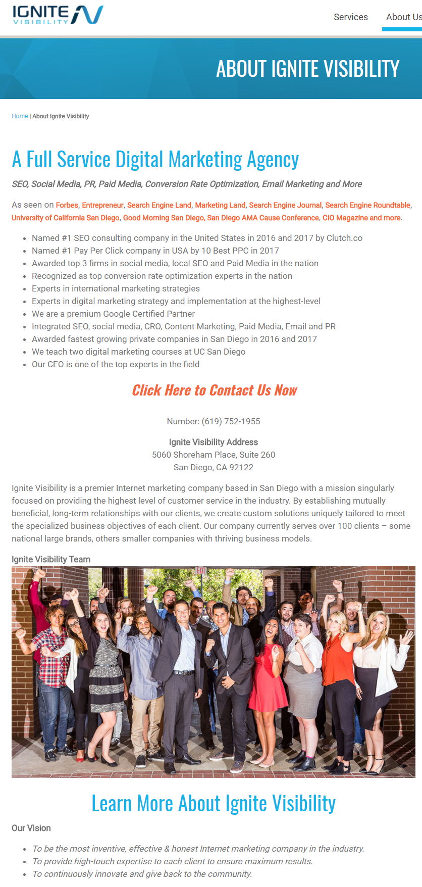 Best About Pages Ignite Visibility