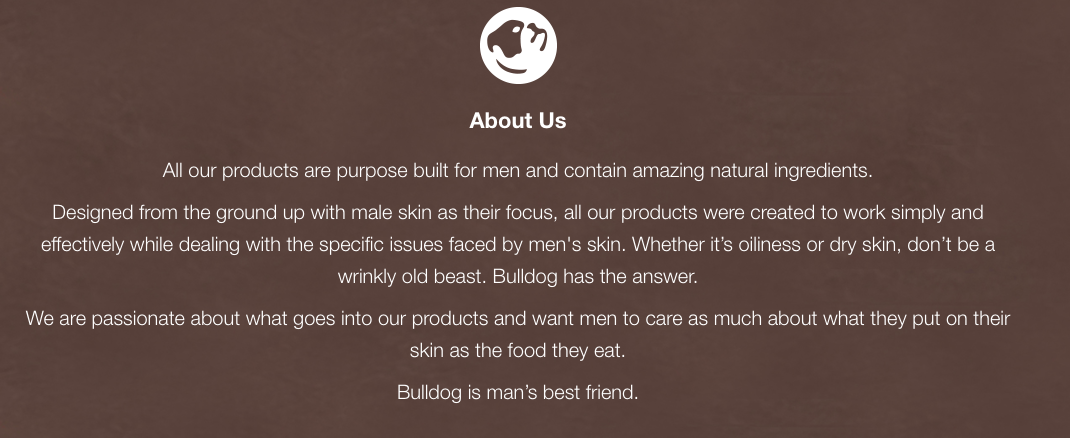 Bulldog Skincare About Page