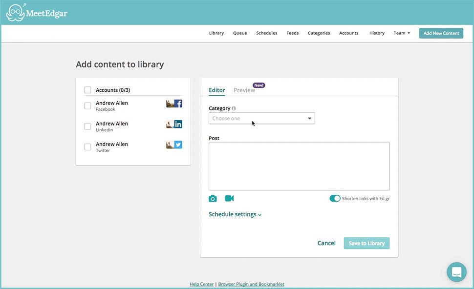 MeetEdgar Reviews: Add Content to Your Library