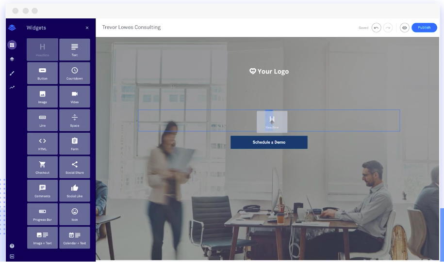 Leadpages review: drag and drop editor