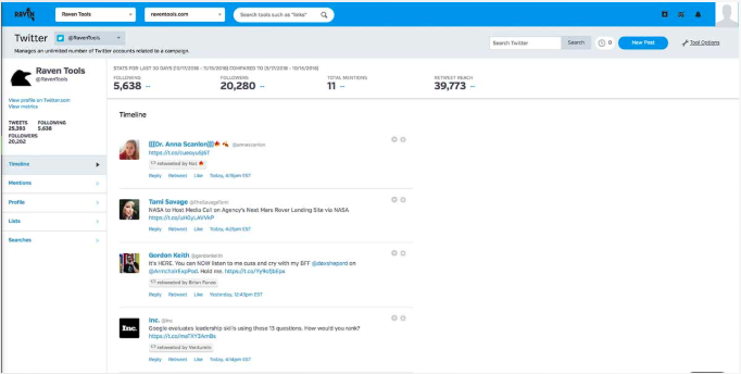 Raven Tools Review: social media manager. Image courtesy of Raven Tools