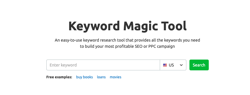 Keyword magic tool in SEMRush