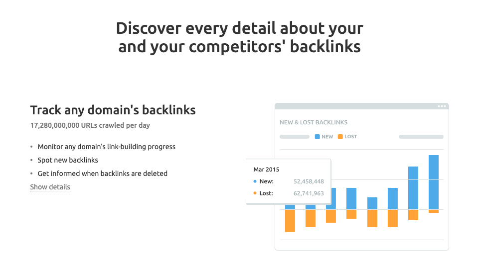 SEMRush Backlink Analytics tool
