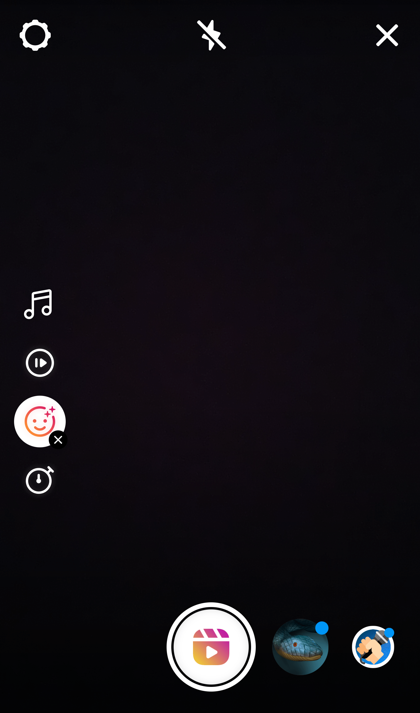 Effects and filters screen IG reels