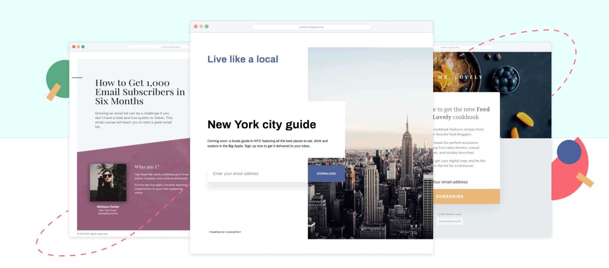 ConvertKit Examples of Free Landing Pages