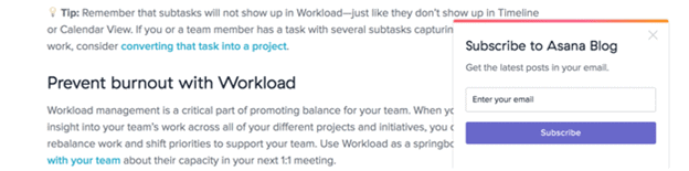 Example from Asana: Lead-Generating CTA 