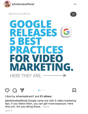 Instagram Carousel Post Example: John Lincoln Marketing