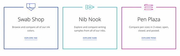 Example from Goulet Pens: Product Discover CTA 