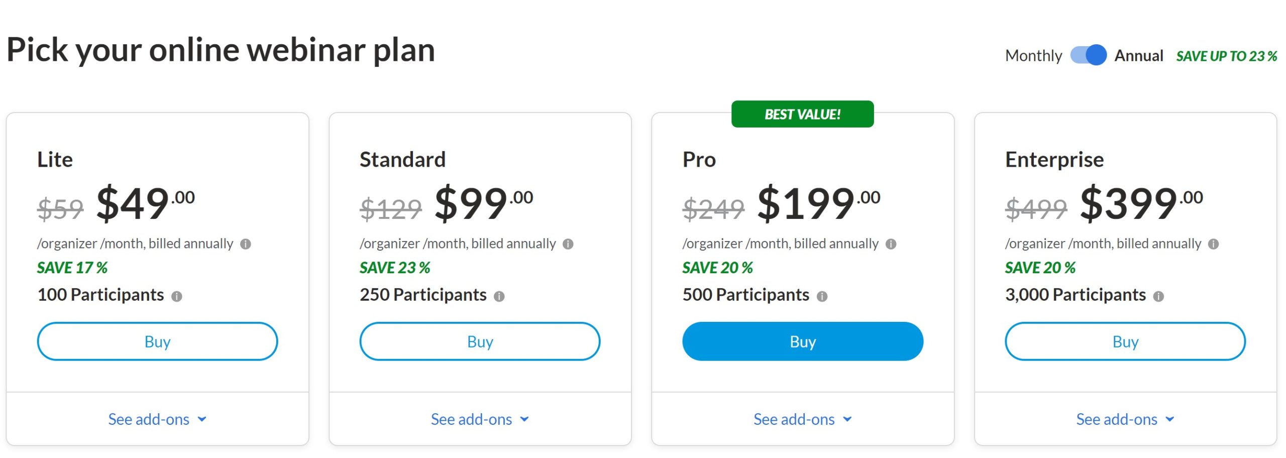 Review of GoToWebinar: Webinar Pricing Plan
