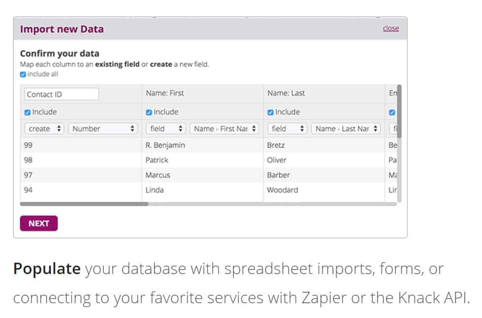 Knack Review: Data Integration