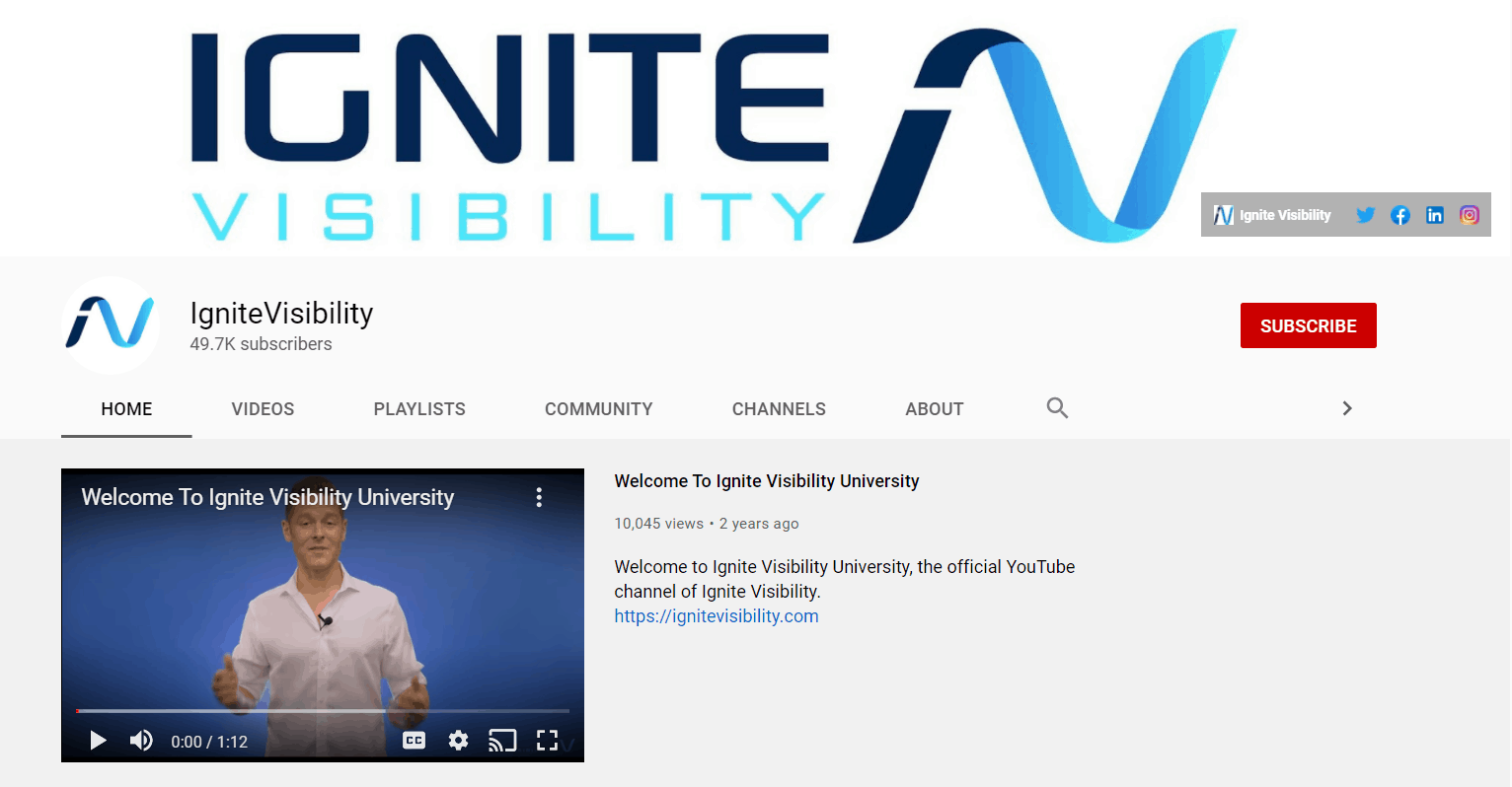 Ignite Visibility YouTube Channel