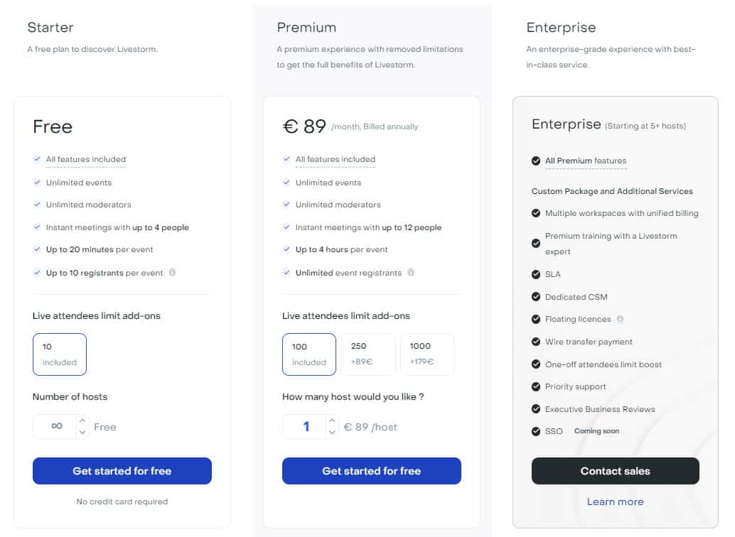 Review of Livestorm: Price Points